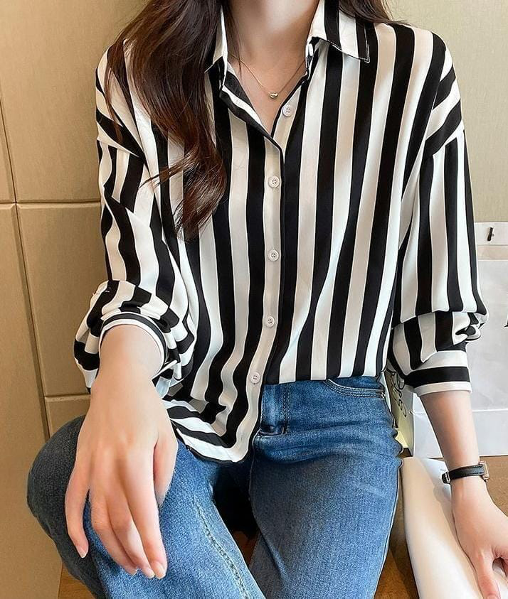 Stripe Soft Chiffon Shirt | Styla.co.in